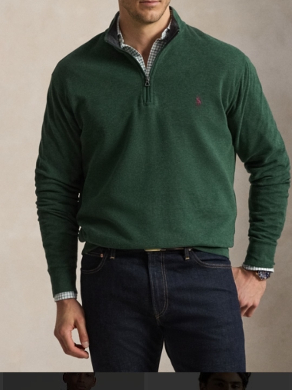 Polo by Ralph Lauren Dark Green Quarter-Zip Pullover Size L